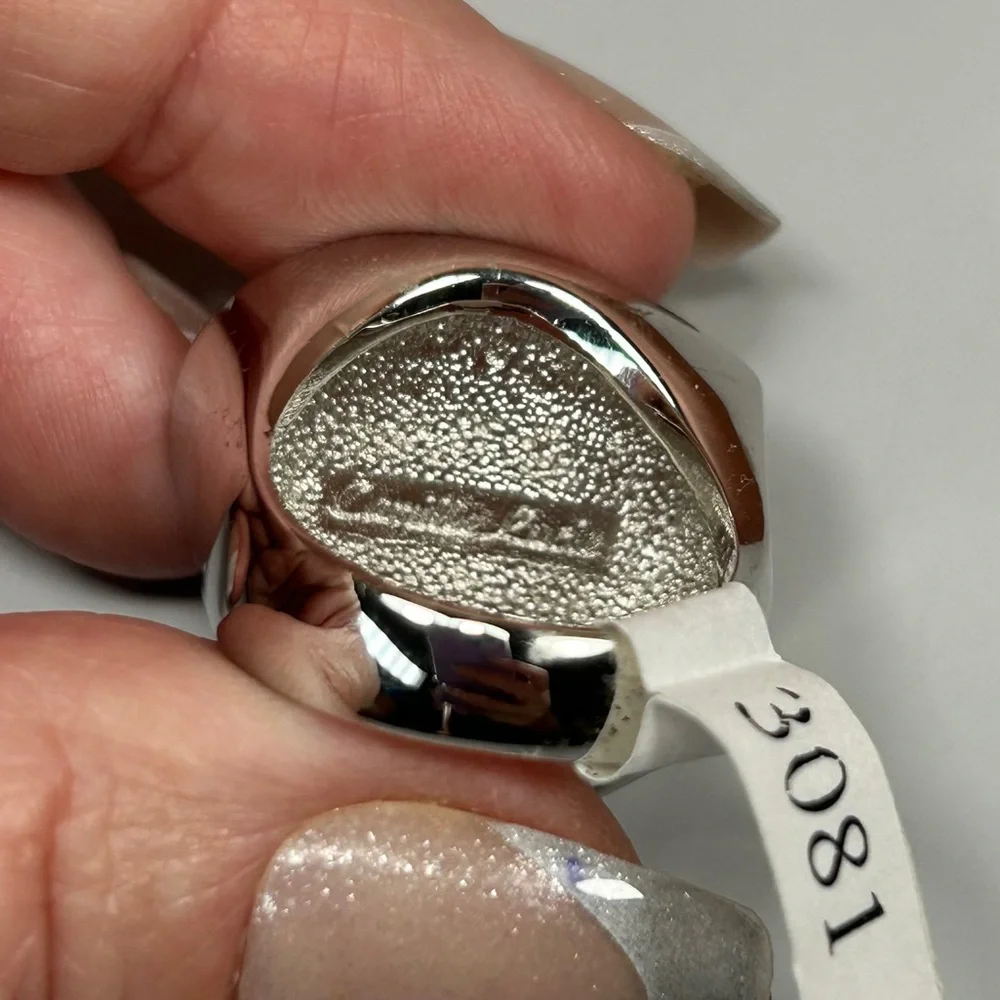 Camille Lucie Cream Enameled CZ Silver Heart Ring